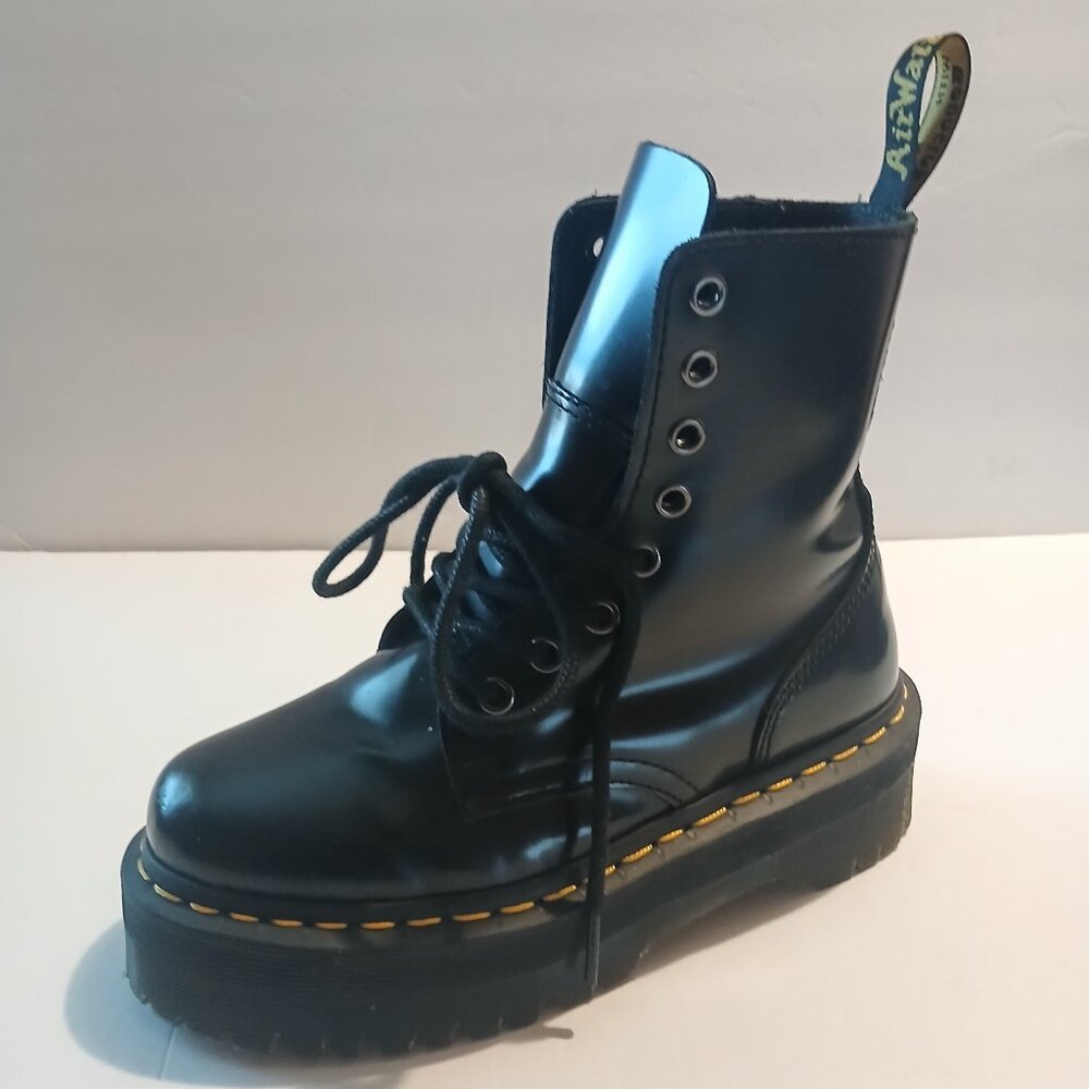 Dr. Martens Jadon Polished Smooth Leather Platform Boots Combat Women Size 5 - Picture 3 of 6